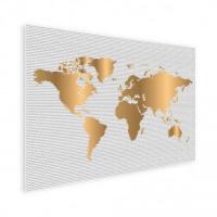 Wereldkaart Golden Waves - Poster 120x80