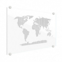 Wereldkaart Kruisjespatroon Zwart - Plexiglas 60x40
