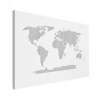 Wereldkaart Kruisjespatroon Zwart - Canvas 60x40