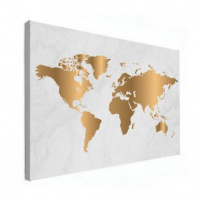 Wereldkaart Golden Marble - Canvas 100x50
