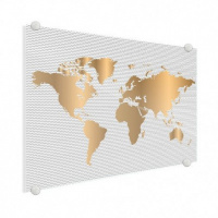 Wereldkaart Golden Waves - Plexiglas 60x40