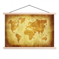 Wereldkaart Perkament Geel - Schoolplaat 60x40