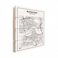 Stadskaart Rotterdam - Horizontale planken hout 50x70