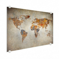 Wereldkaart Vintage Kleuren - Plexiglas 40x30