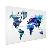 Wereldkaart Artistiek Nachtkleuren - Geborsteld aluminium 120x80