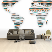 Wereldkaart Zuid-Amerikaans Patroon - Airtex behang 265x350