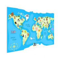 Wereldkaart Vrolijke Dieren Van De Wereld - Poster 80x60