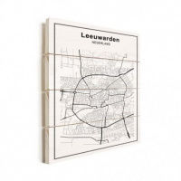 Stadskaart Leeuwarden - Horizontale planken hout 50x70