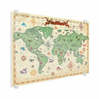 Wereldkaart Van Vroeger - Plexiglas 60x40