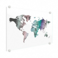 Wereldkaart Geometrische Kleuren - Plexiglas 60x40