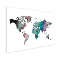 Wereldkaart Geometrische Kleuren - Poster 120x90