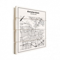 Stadskaart Amsterdam - Verticale planken hout 30x40