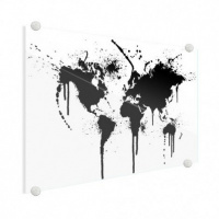 Wereldkaart Artistieke Spots - Plexiglas 60x40