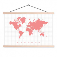 Wereldkaart We Need Some Pink - Schoolplaat 90x60