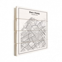 Stadskaart Den Haag - Horizontale planken hout 50x70