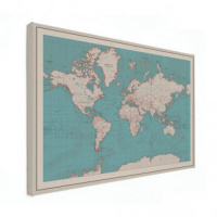 Wereldkaart Aardrijkskundig Rode Grenzen - Canvas 80x60