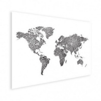 Wereldkaart Fingerprints Zwart - Poster 40x30