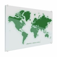 Wereldkaart Create A Green World - Plexiglas 120x80