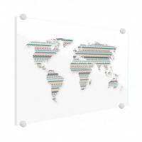 Wereldkaart Zuid-Amerikaans Patroon - Plexiglas 90x60