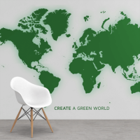 Wereldkaart Create A Green World - Airtex behang 265x400