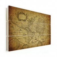 Wereldkaart Oude Zeekaart - Verticale planken hout 90x60