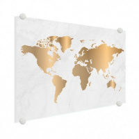 Wereldkaart Golden Marble - Plexiglas 80x60