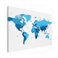 Wereldkaart Blauwtinten - Canvas 100x50