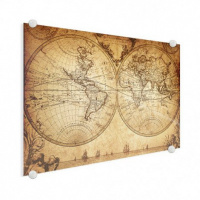 Wereldkaart The World Perkament - Plexiglas 120x80
