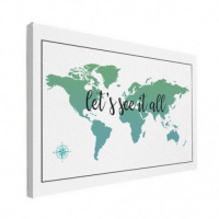 Wereldkaart Let's See It All Groen - Canvas 40x30