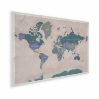 Wereldkaart Aardrijkskundig Groentinten Diagonale Strepen - Poster 80x60