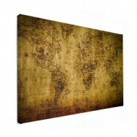 Wereldkaart Getekend - Canvas 80x60