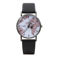 Trendy Wereldkaart Horloge - Zwart