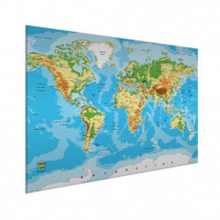 Wereldkaart Klassiek - Geborsteld aluminium 120x80