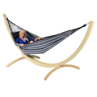 Hangmat Set Double Wood & Comfort Zwart Wit