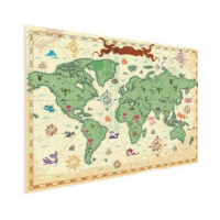 Wereldkaart Van Vroeger - Poster 120x80