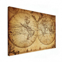 Wereldkaart Historisch Tweedelig - Canvas 120x80