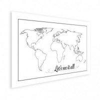 Wereldkaart Let's See It All Zwart - Poster 80x60
