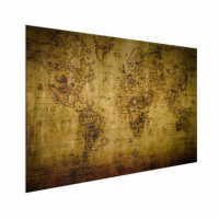 Wereldkaart Getekend - Wit aluminium 90x60