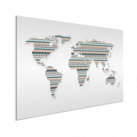 Wereldkaart Zuid-Amerikaans Patroon - Geborsteld aluminium 120x90