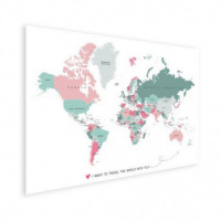 Wereldkaart I Want To Travel The World With You - Poster 80x60