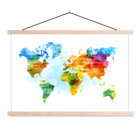 Wereldkaart Ecoline Kleuren - Schoolplaat 90x60
