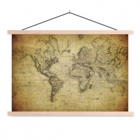 Wereldkaart Back In The Day - Schoolplaat 60x40