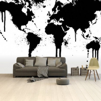 Wereldkaart Artistieke Spots - Airtex behang 265x350