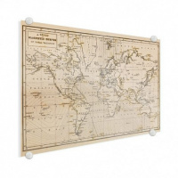 Wereldkaart Magnetische Curven - Plexiglas 120x80