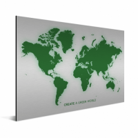 Wereldkaart Create A Green World - Wit aluminium 100x50