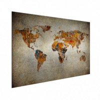 Wereldkaart Vintage Kleuren - Wit aluminium 120x90