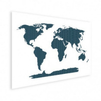 Wereldkaart Kruisjespatroon Blauw - Poster 100x50