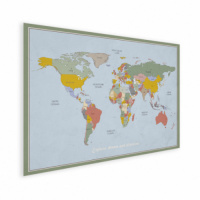 Wereldkaart Aardrijkskundig Explore Kleuren - Houten plaat 120x80