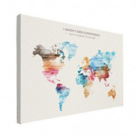 Wereldkaart I Haven't Been Everywhere Kleuren - Canvas 40x30