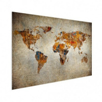 Wereldkaart Vintage Kleuren - Houten plaat 40x30